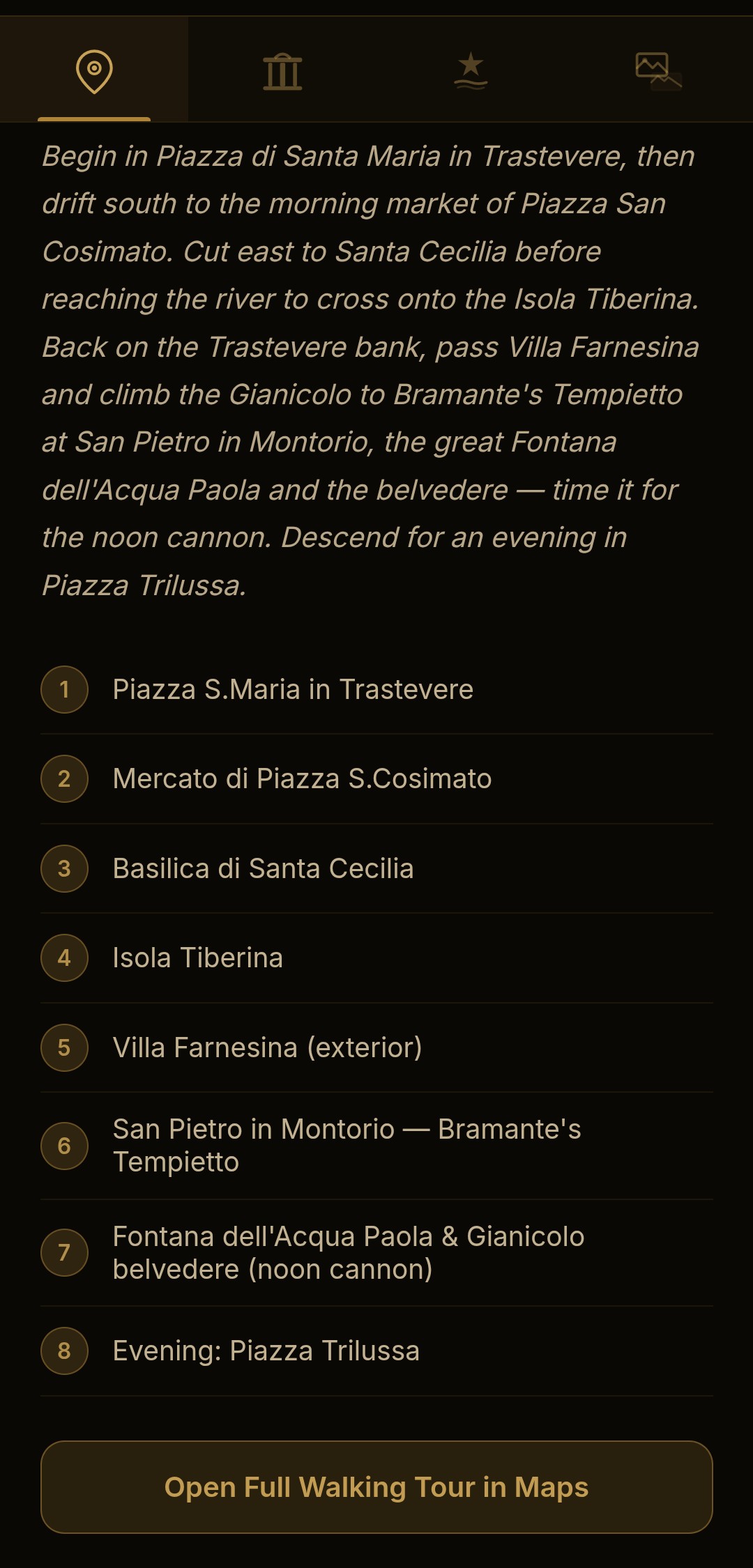GPS walking tour route